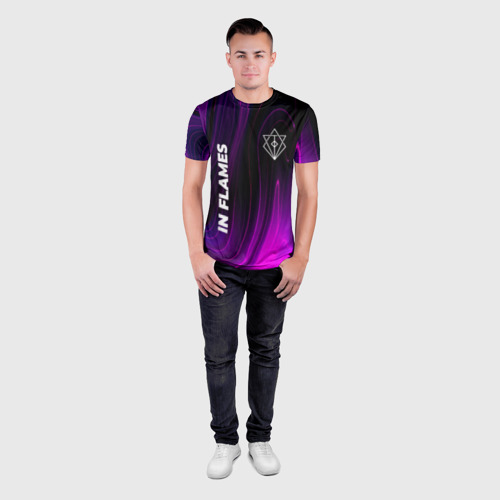 Мужская футболка 3D Slim с принтом In Flames violet plasma, вид сбоку #3