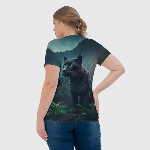 Женская футболка 3D с принтом Невероятная пантера, вид сзади #2