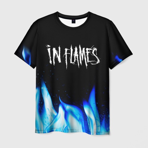 Мужская футболка 3D с принтом In Flames blue fire, вид спереди #2