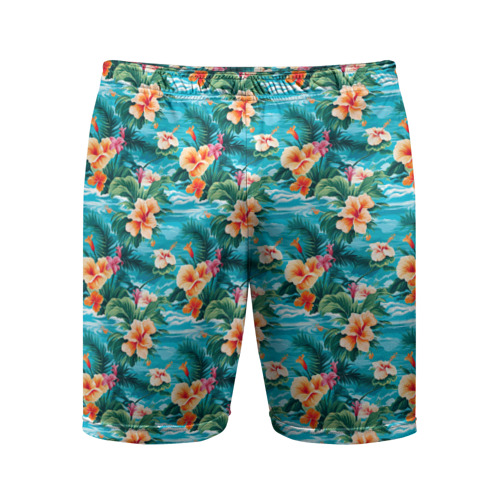 Мужские шорты спортивные Гавайские летние цветочки 👕 – купить в  интернет-магазине