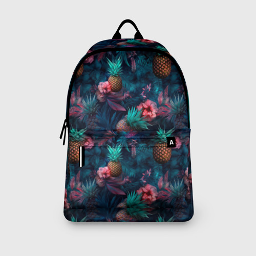 Рюкзак 3D с принтом Ананасы и цветы, вид сбоку #3