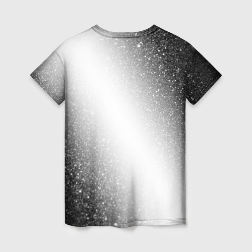 Женская футболка 3D с принтом In Flames glitch на светлом фоне: надпись, символ, вид сзади #1