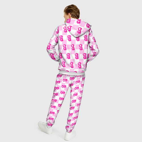 Мужской 3D костюм с принтом Розовая шашка и Барби, вид сзади #2