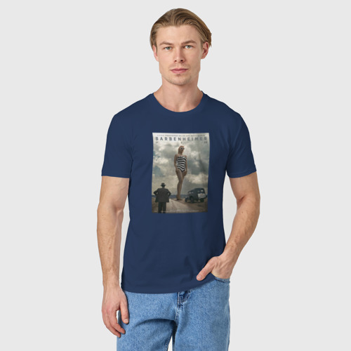 Мужская футболка хлопок с принтом Barbenheimer Poster, фото на моделе #1