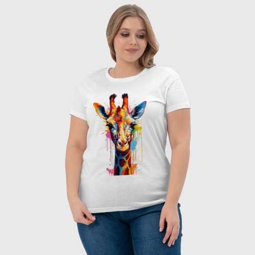 Женская футболка хлопок с принтом Граффити с жирафом, фото #4