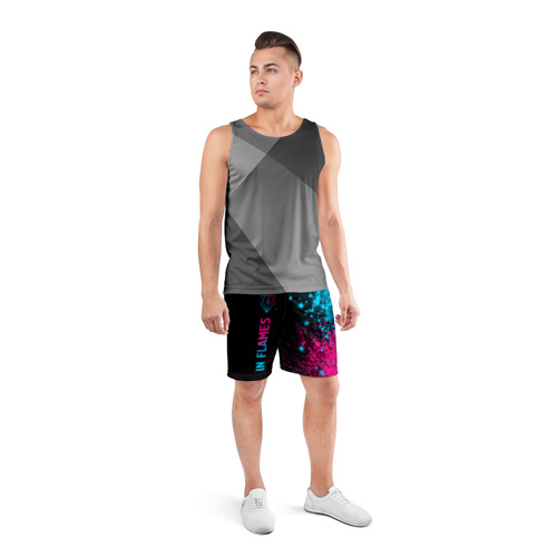 Мужские шорты спортивные с принтом In Flames - neon gradient: по-вертикали, вид сбоку #3