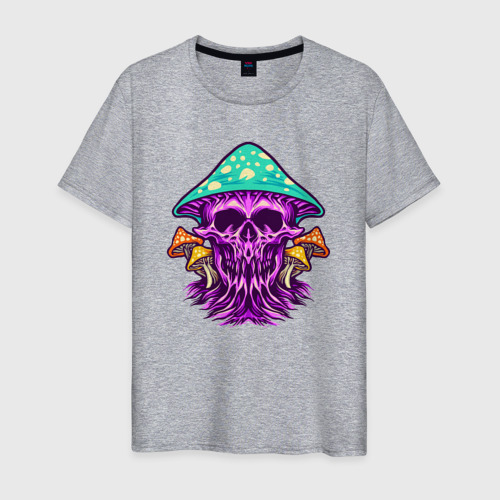 Мужская футболка хлопок с принтом Mushroom skull, вид спереди #2