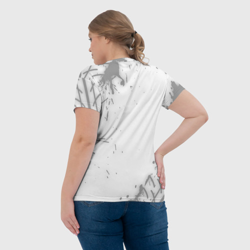 Женская футболка 3D с принтом Toyota speed на светлом фоне со следами шин, вид сзади #2