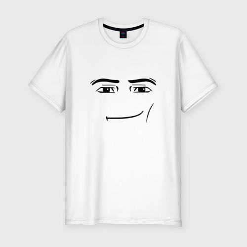 Мужская футболка хлопок Slim с принтом Роблокс лицо, вид спереди #2