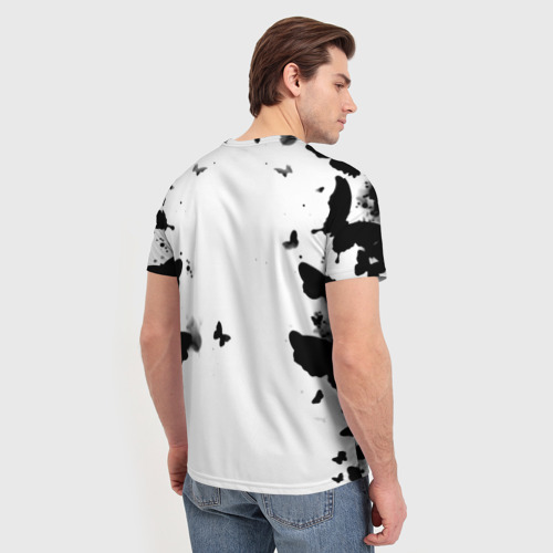 Мужская футболка 3D с принтом 30 Second to mars buterfly, вид сзади #2