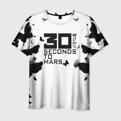 Мужская футболка 3D с принтом 30 Second to mars buterfly, вид спереди #2