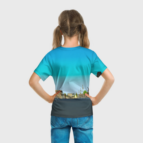 Детская футболка 3D с принтом Маленький Мальчик Чикен Ган, вид сзади #2