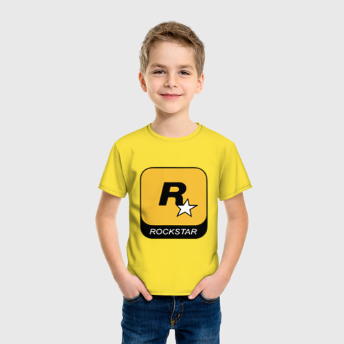 Детская футболка хлопок с принтом Rockstar, фото на моделе #1