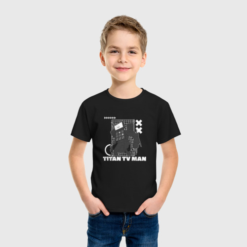 Детская футболка хлопок с принтом Titan TV Man, фото на моделе #1