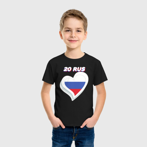 Детская футболка хлопок с принтом 20 регион Республика Чечня, фото на моделе #1