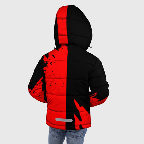 Зимняя куртка для мальчиков 3D с принтом Белоруссия краски текстура, вид сзади #2