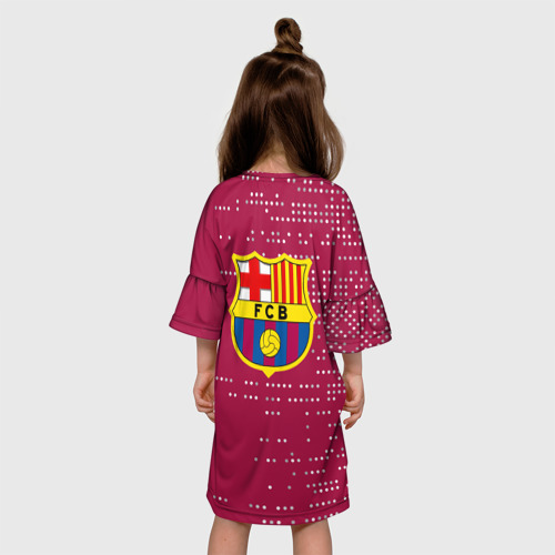 Детское платье 3D с принтом Футбольный клуб Барселона - бордовый, вид сзади #2