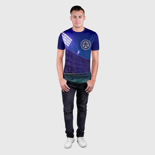 Мужская футболка 3D Slim с принтом Leicester City ночное поле, вид сбоку #3